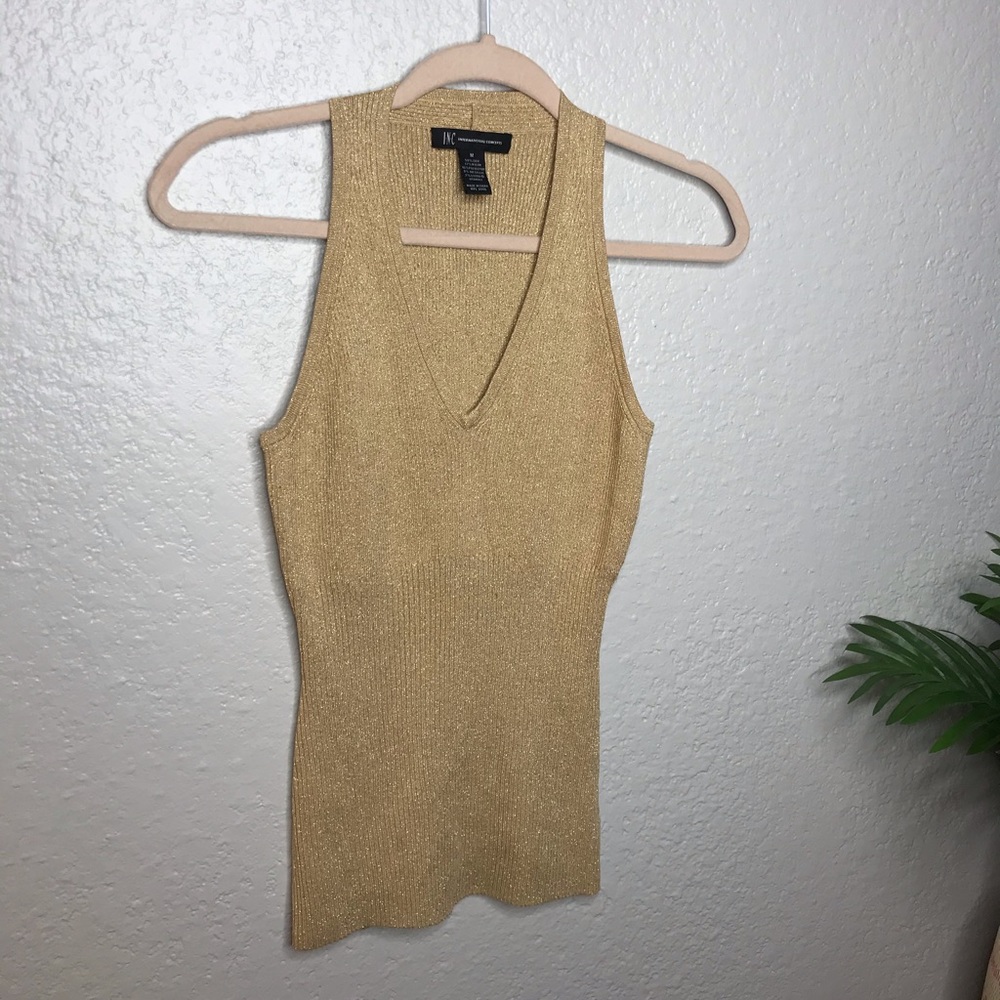 I-N-C International Concepts Gold Sweater Tank